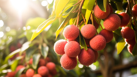 Fruit lychee garden, business farming and entrepreneurship, harvestの素材