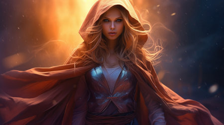 Illustration of fantasy character, ideal for novel book cover Woman, Cloak mysticの素材