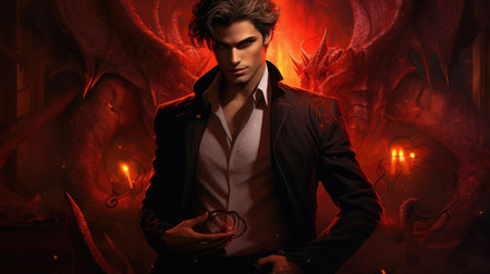 Illustration of fantasy character, ideal for novel book cover Diabolical, Male devilの素材