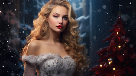 Illustration of fantasy character, ideal for novel book cover Christmasの素材