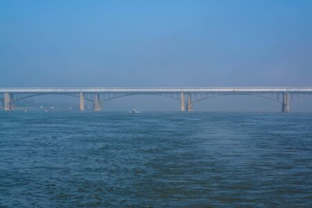 Metro bridge and Oktyabr'skiy bridge Novosibirskの写真素材