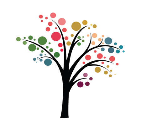 trees with leaves on white background のイラスト素材