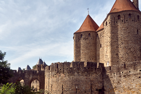 Carcassonne - impressive town-fortress in Franceの写真素材