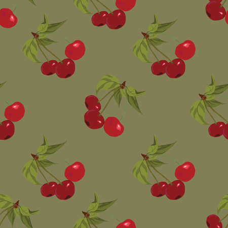 Cherry fruit vector seamless pattern design. Trendy for fabric, textile print, wallpaper,...