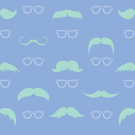 Vintage seamless pattern with mustache, vector illustrationのイラスト素材