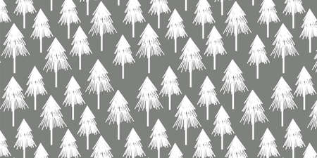 Snow christmas tree vector seamless repeating pattern background. Trendy for fabric, textile print, wallpaper, background, wrapping or invitation cards, packaging.のイラスト素材