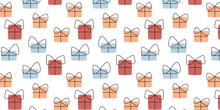 Gift for christmas holidays vector seamless repeating pattern background. Trendy for fabric, textile print, wallpaper, background, wrapping or invitation cards, packaging.のイラスト素材