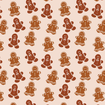 Christmas cookies holiday vector seamless repeating pattern background. Trendy for fabric, textile...