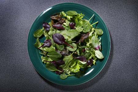 Plate with salad from above