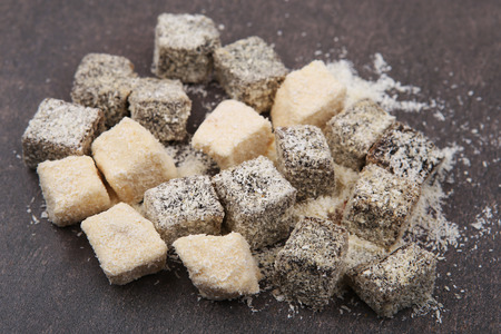 Turkish delight.  Oriental sweets on stone backgroundの写真素材