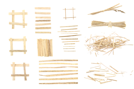 Elements from dry grass for graphic design isolated on white background. Graphic design concept from straw. Nature country themed  labels templates.の写真素材