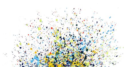 Abstract paint splashes and drops isolated on white background. Colorful  spots of gouache paint.