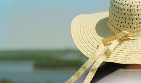 Summer backgroundwoman wearing hat
