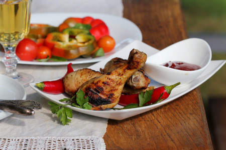 Grilled chicken legsの写真素材