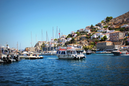 landscape of Hydra island Saronic Gulf Greece