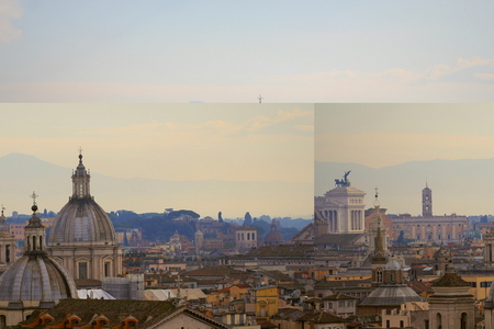 Panorama of the old town from the roof of the angel castle, Rome, Italy .