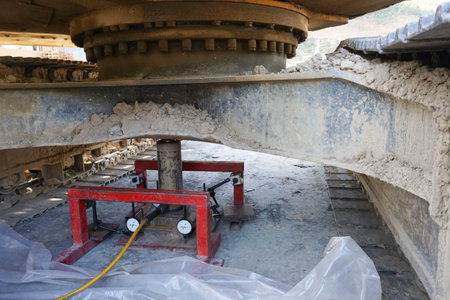 Soil bearing capacity test by Plate load test during applied force and settlement reading