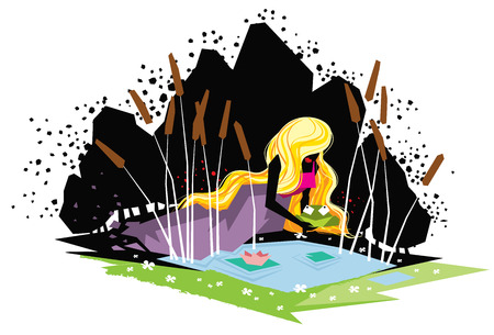 Illustration of fairytale princess and the frogのイラスト素材