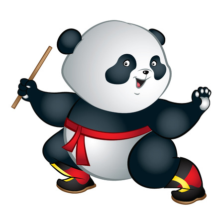 Illustration of big and cute martial art pandaのイラスト素材