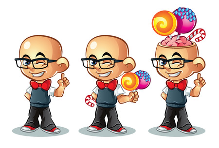 Illustration of cute candy boy with glassesのイラスト素材