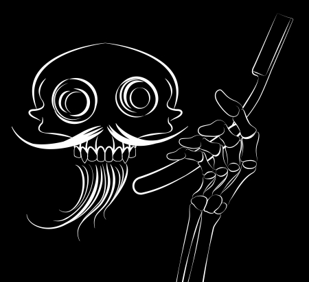  skull barber tshirt design on the black backgroundのイラスト素材