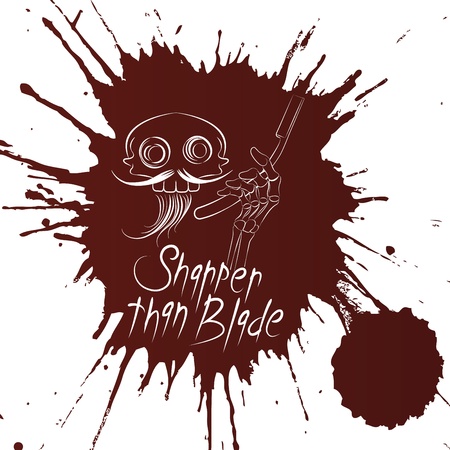  skull barber tshirt design on the blood backgroundのイラスト素材