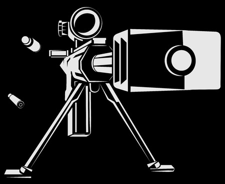 Vector illustration with directional sniper gun on the black backgroundのイラスト素材
