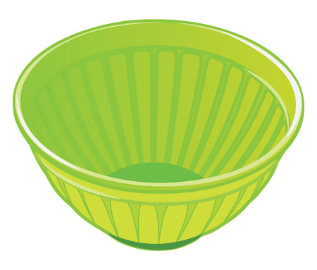 Green plastic salad bowl isolated on white background vector illustrationのイラスト素材