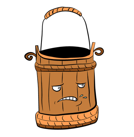 Wooden vector cartoon bucket for a bath and waterのイラスト素材