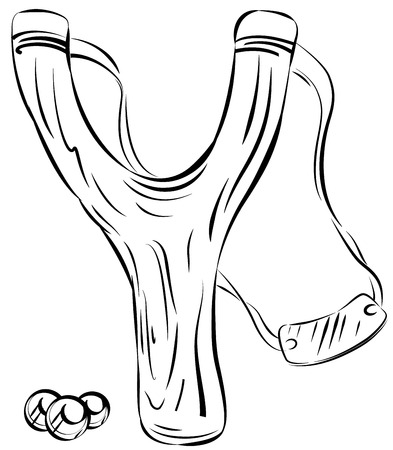 Wooden slingshot vector illustration isolated on whiteのイラスト素材