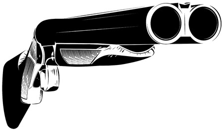 Vector illustration black and white shotgun isolated backgroundのイラスト素材