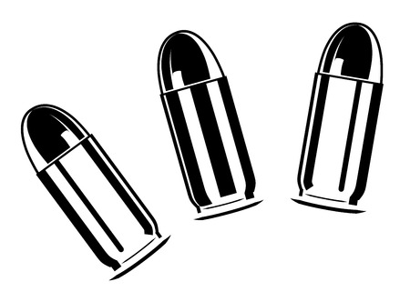 Set of bullets for pistol isolated on whiteのイラスト素材