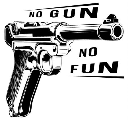 retro pistol vector. Pistol emblem. No gun no funのイラスト素材
