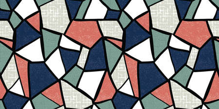 Modern mosaic seamless pattern with colorful geometric shapes,