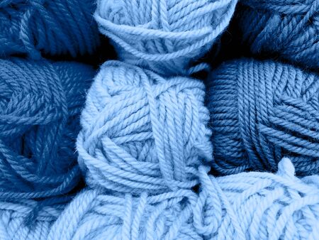 Beautiful blue colorful different thread balls.の写真素材