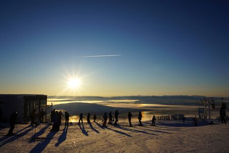 Cable car cabin at beautiful slopes in Are, Sweden.