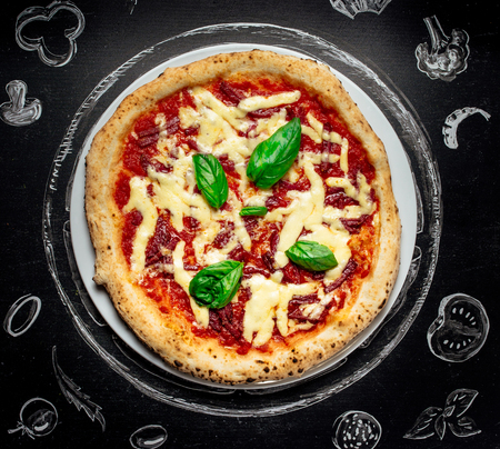 Hot pizza with cheeseの写真素材
