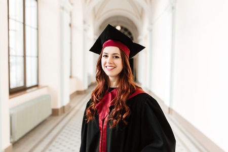 Portrait of graduating student girl of the universityの写真素材