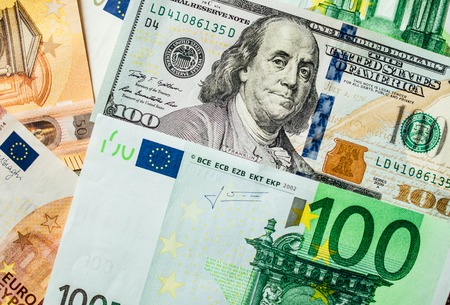Background of the money. Euro and Dollar. financial conceptの写真素材