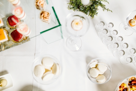 Delicious wedding reception candy bar dessert tableの写真素材