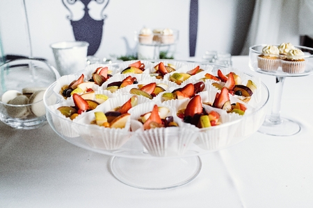 Delicious wedding reception candy bar dessert tableの写真素材
