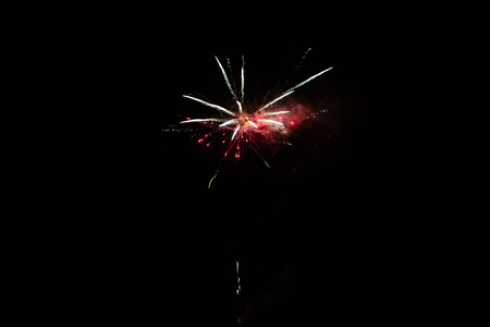 Eight colorful fireworks on black backgroundの写真素材