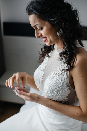 Bride in elegant wedding dressの写真素材