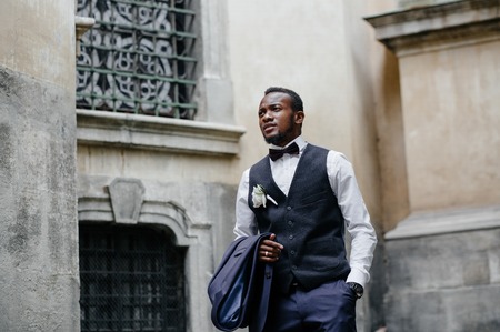 Handsome african American groomの写真素材