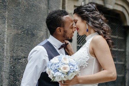 couple celebrating their wedding dayの写真素材