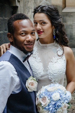 couple celebrating their wedding dayの写真素材