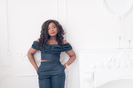 Fashion portrait of young beautiful african american woman