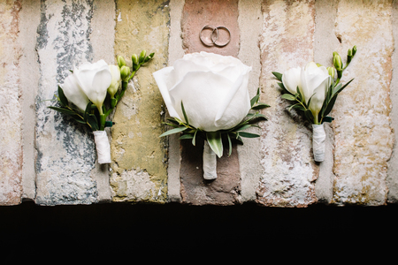 Beautiful luxury bouquet and heels for brideの写真素材