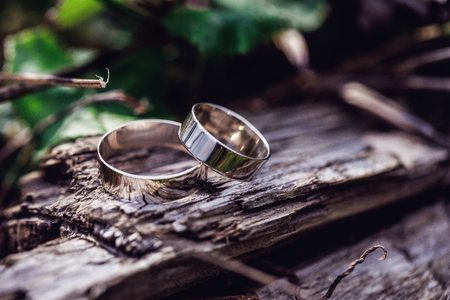 Two wedding rings in infinity sign. Love concept.の写真素材