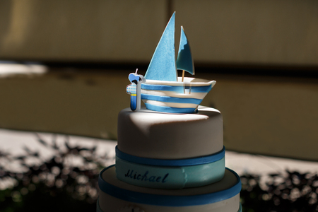 Cake birthday candles with letters in vintage styleの写真素材